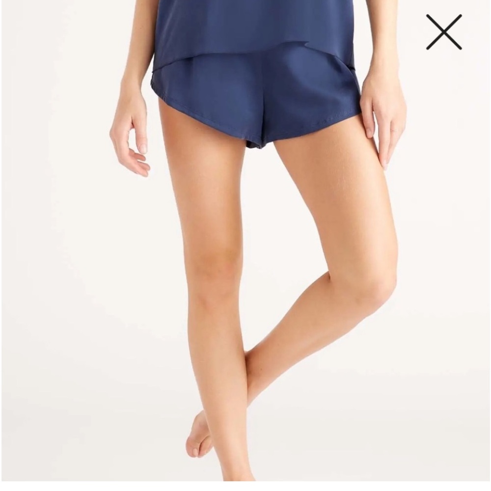 Quince Navy 100% Washable Silk Pajama Tank & Shorts Set